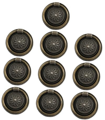NUOBESTY Retro Schrankgriffe 10 Stück aus Zinklegierung in Gold | Antiker Stil, Schlichtes Design, für Schubladen und Boxen, Praktische Lösung, Einfache Montage