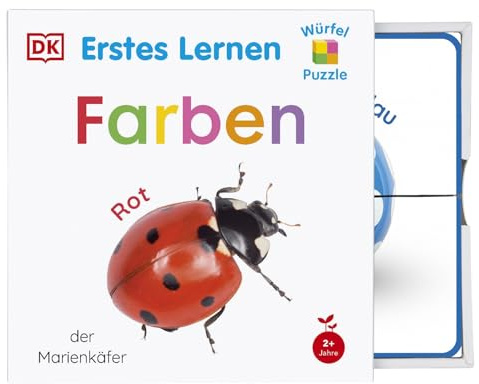 Erstes Lernen Würfelpuzzle. Farben: Puzzlespaß mit 4 Bilderwürfeln aus Karton. Motorik-Spielzeug. Leicht, stabil & abwischbar. Für Kinder ab 2 Jahren