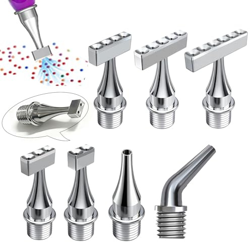 Elektrischer Diamond Painting Stift Ersatzsatz Set, E-Painter-Ersatzstift Ansaugstift, 5 Styles Edelstahl Aufsätze, Mehrfachplatzierer, 2 Filter, 1m Silikonschlauch, Ohne Vakuumpumpe (Nur 6 x Spitzen)