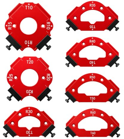 HZOUHONG 7 stycken frässtencil överfräsar, överfräsar tillbehör, radie jig router stenciler hörn, för träbearbetning R10 R15 R20 R25 R30 R35 R40 R50 R60, för träbearbetning