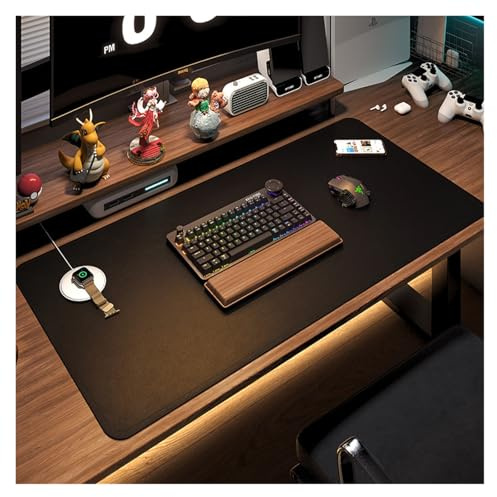 SHAARI Schreibtischunterlage, Schreibunterlage Für Den Computer, Leder, rutschfest Und Strapazierfähig; Geeignet Für Schlafzimmer Und Heimbüros(Black,30x80cm)