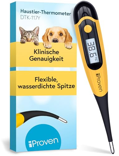iProven Dog & Cat Thermometer for Accurate Fever Detection, Comfortable Flexible Tip, Waterproof Pet Thermometer, Fast Readings in 20 sec, Whelping and Veterinary Supply, DTK-117Y