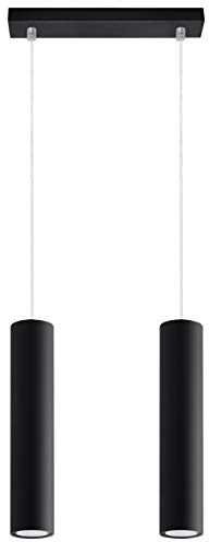 SOLLUX lighting Hängelampe Pendelleuchte Hängeleuchte - Deckenlampe Stahl - 2 Flammig - LED Lampe Glühbirne - Schwarz Lagos