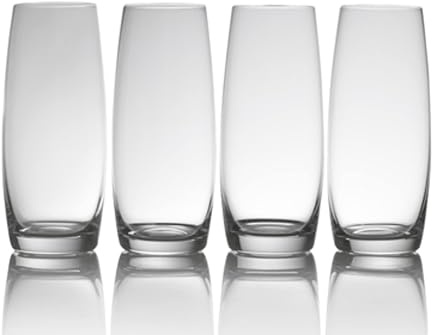 MIKASA Julie Luxury Lead Free Crystal Champagne Flute Glasses, 500 ml, Clear, Set of 4