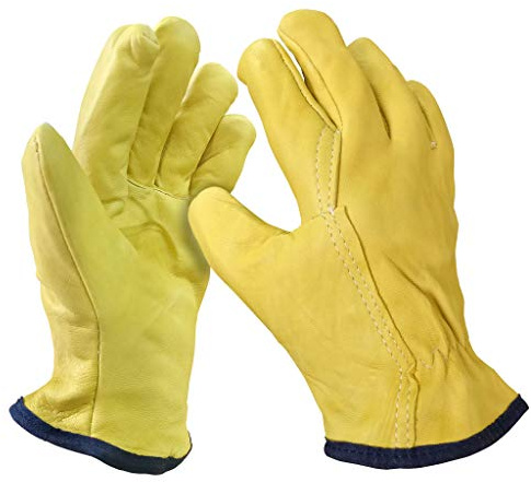 2 Pairs of Large Soft Leather Lorry Driver Safety Work Gloves with Fleece Cotton Lining. General Purpose Safety Gloves Ideal for Gardening, Warehouse, Rigger, Etc.