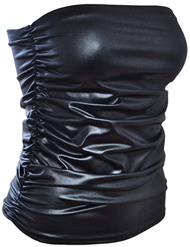 Crazy Girls Women Ladies PU PVC Wet Leather Look Bodycon Mini Midi Dress Tunic Top Peplum Skater Maxi Skirt Leggings 8-26 (12-14, Boob Tube)