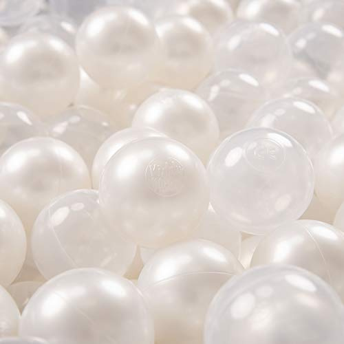 KiddyMoon 200/6 cm barnbollar för bollar bad lekbollar baby plastbollar tillverkad i EU, pärla/transparent
