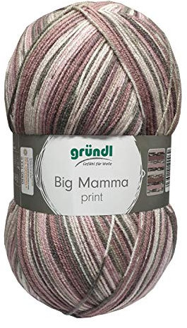 Gründl Wolle Big Mamma Print - XXL Wolle zum Stricken - Großknäuel 400 g / 1040 m - Wolle Farbverlauf aus 100 % Polyacryl - Altrosa-mauve-pflaume-olive-leinen