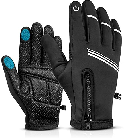 Hikenture Winter Cycling Gloves for Men and Women -Thermal Bike Gloves Full Finger(Black M)