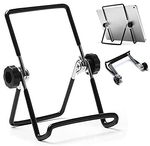 VOVIGGOL Supporto regolabile per tablet, antiscivolo, pieghevole, adatto per tablet da 9 a 12,9 cm, iPad, Samsung e Kindle Fire, supporto per foto (grande nero)