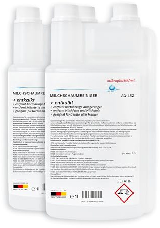 Milchschaumreiniger | flüssiger Spezialreiniger für Milchschaumgeräte | entfernt hartnäckige Ablagerungen | geeignet für Geräte aller Marken (2x 1L)