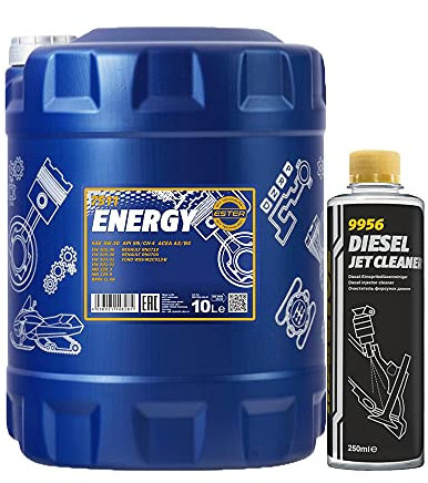 MANNOL 10l, 7511 Energy 5W-30 + Diesel Jet Cleaner Düsenreiniger - Kraftstoff Additiv 250 ml