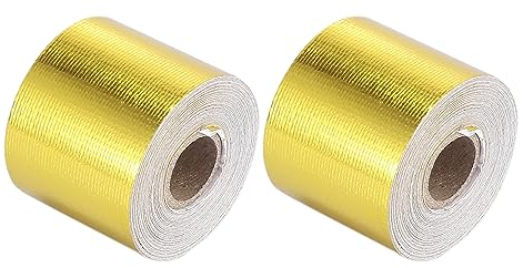 X AUTOHAUX 2 Stück 2 Zoll x 33 Fuß Auto Hitzeschild Klebeband Rolle Hitze reflektieren Gold