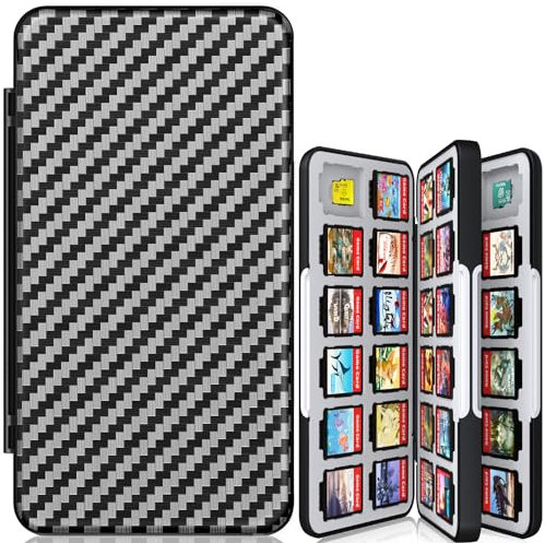 CYKOARMOR Switch - Custodia per Nintendo Switch OLED/Switch/Switch Lite, con 48 slot per schede di gioco e 24 slot per schede SD, porta giochi compatto e portatile, colore: Grigio Nero