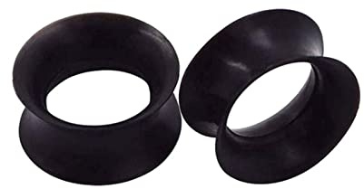 Beydodo Tappi per Orecchio 8mm, Flesh Tunnel in Silicone 2pcs Orecchino Piercing Uomo Cerchio Nero