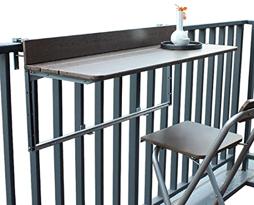 HHXX Outdoor Klappbar Balkontisch,Verstellbare Wand-Beistelltische für Terrasse,Balkon-Klapp-Hängegeländer-Tisch,Bar-Hebe-Klapp-Schreibtisch,Klappbar Balkontisch,Hängetisch Gartentisch Klapptisch