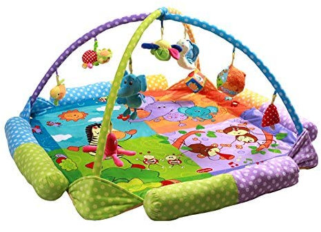 4 in 1 Spieldecke mit Spielbogen, Baby Krabbeldecke, Gym Gepolsterte Krabbeldecke mit Spielzeug, Aktivitätscenter, Musik, Sound, Babyspielzeug für Kinder Geburt Baby Kleinkind Draußen (Tier)