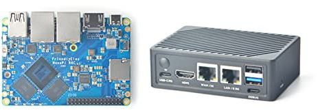 Nanopi R6C Mini WiFi Router OpenWRT mit PCle Gbps Ethernet Ports LPDDR4X 4GB RAM 64GB eMMc 6Tops NPU RK3588S Soc für NAS IOT Smart Home Gateway Support FriendlyWrt Debian (mit CNC Metallgehäuse)