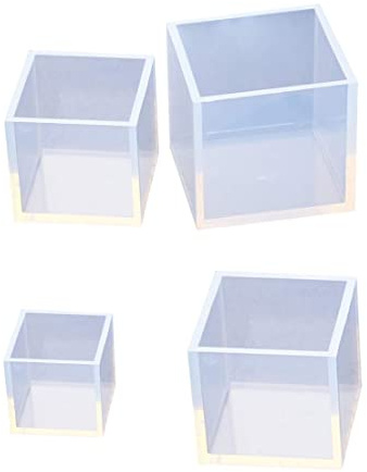 Moules De Coulée De Résine Carrée De Cube Grand Moule En Silicone Transparent Pour La Résine Époxy Rédaction D'accessoires De Fabrication De Bricolage 4pcs (20/25/35/50 Mm)