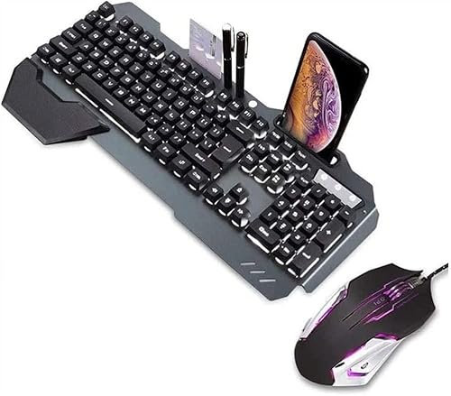 Corsehild Clavier de Jeu et Ensemble de Souris, Clavier de Jeu mécanique, RVB LED Rétro-éclairé - 104 Touches, câblé USB Claviers for PC Desktop d'ordinateur de Joueur