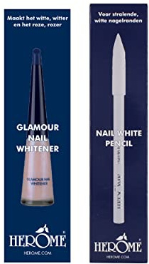 Herome Combi-Pack Glamour Nagel Aufheller (Glamour Nail Whitener) & Nagelweißstift (Nail White Pencil) - 10ml. + 1 St.