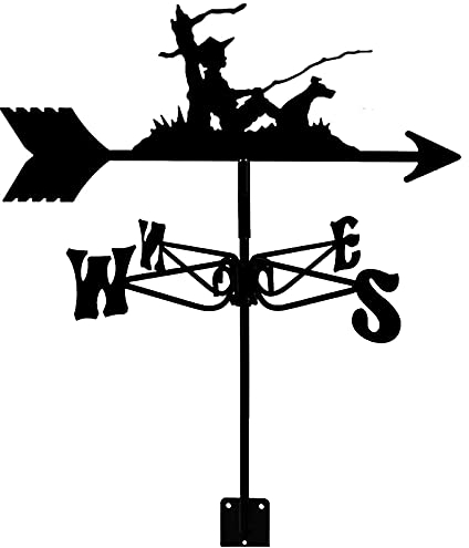 Wetterfahne Piratenschiff Edelstahl Wetterfahne Dekorative Windfahne Antiker Stil Wetterhahn Messwerkzeuge Gartendekoration Schwarz Geeignet für Haus, Garten, Scheune oder Pavillon/Angler
