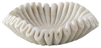 PUSHPA EXPORTS Marble Bowl Fruit Bowl, Stone Bowl Decorative Bowl Decorative Trays Marble Fruit Bowl Marble Ruffle Bowl Marble Floral Bowl Home Decor Gifts (7 inch)