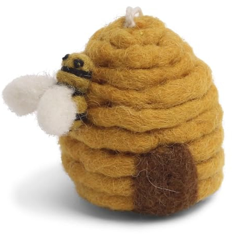 En Gry & SIF - 16313 - Baumanhänger, Bienenkorb, Mehrfarbig, Filz, 6cm, Handarbeit