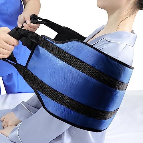 LOSCHEN 110cm Transfergurt, Transfer Patientengurt, Bett-Transfer-Pflegetuch für Behinderte, Ältere, Geriatrische, Verletzte, sicheres Umsetzen aus Auto, Rollstuhl, Bett (blau, extra breit)