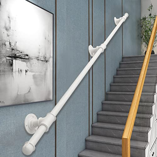 MObyat Handläufe für Treppen 30–600 cm, weiße Geländer-Handläufe für den Innen- und Außenbereich, an der Wand montierter, Rutschfester Sicherheits-Haltegriff für ältere Kinder, Metall-Sch