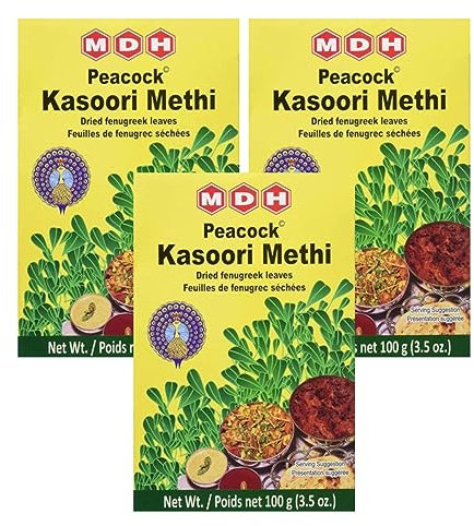 MDH Various Seasoning Masala Powder - Spices Mix Curry Masala Recipe Mixes Casserole Seasoning Herbs - Aromatic & Enhances the flavor of the meal (Kasoori Methi (100g), Pack of 3)