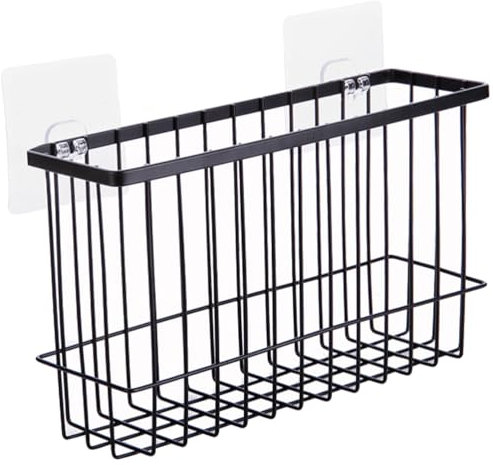 Alipis Metall Hängekorb Wandkorb Für Küche Und Badezimmer Nagelfreies Wandregal Zur Aufbewahrung Von Kleinigkeiten 25.5X15X7.5 cm Eleganter Drahtkorb Wandhalter