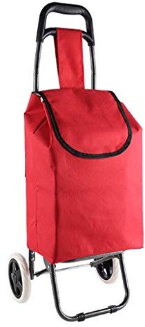 Pimex Chariot Chariot de Courses léger Pliable, Chariot d'épicerie de Voyage, 2 Roues Eva, Sac de mobilité en Tissu Oxford, Chariot de marché en Rouge