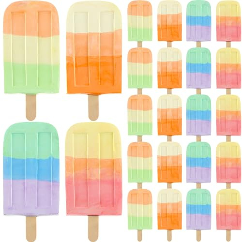 Mooliwe 24 Pcs Ice Cream Sidewalk Chalk Set Multicolor Party Favors Bulk Washable Safe Outdoor Chalk for Kids Adults Fun Summer Playground Outdoor Activities Painting on Chalkboard Blackboard
