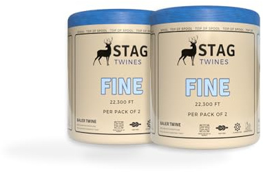 Baler Fine Twine, Polypropylene 2 mm thickness, for large round balers (22,000ft (3660m) Per pack of 2 blue baler string