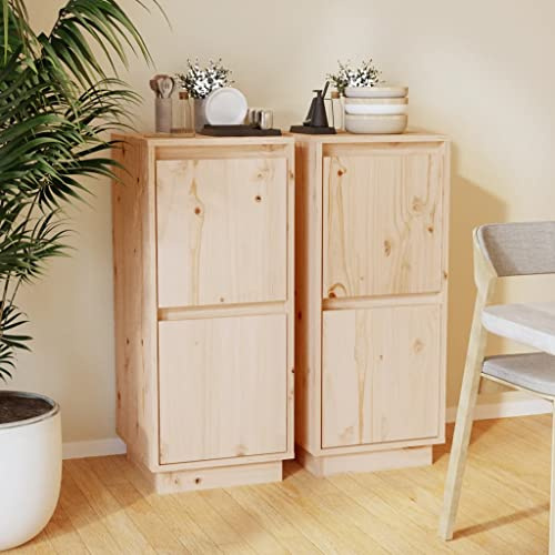 CKioict Vitrinenschrank Mehrzweckschrank Sideboard Wohnzimmer Sideboards 2 STK. 31,5x34x75 cm Massivholz Kieferfür Küche, Wohnzimmer, Esszimmer