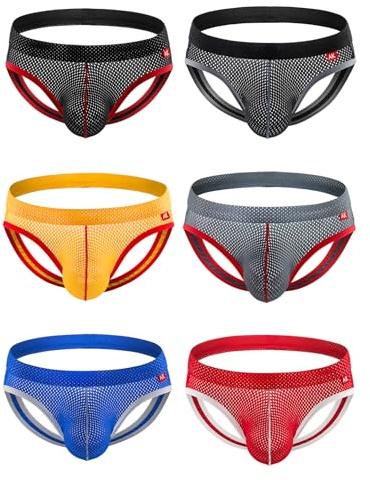 Casey Kevin Jockstrap para Hombre - 6 Piezas, Suspensorio Tanga Slips Ropa Interior Thong Deportivo Calzoncillos Transpirable