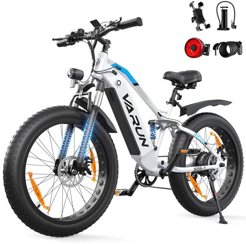 VARUN E Bike, 26 x 4.0 Zoll Ebike mit 48V 18AH/13AH Akku, bis 100-150 km | 85/55Nm 250W Motor, 5 PAS LCD-Display, 25km/h, 7 Gang, Offroad E-Bike Elektrofahrräder für alle Geländearten