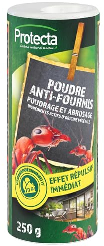 Protecta® - Poudre Répulsive Anti-Fourmis 250 g – Action Immédiate – Formule au Pyrèthre – Protection Intérieur & Alentours de la Maison