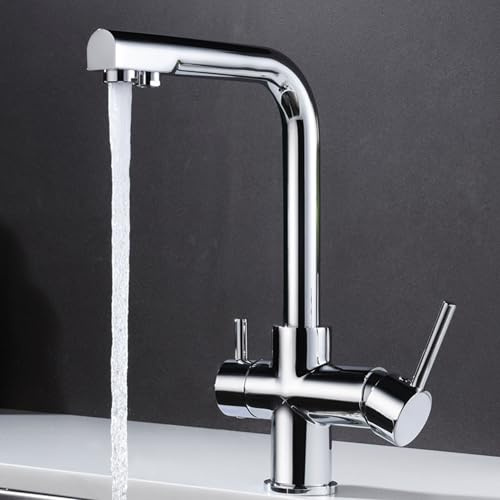 IMEX - Grifo Cocina con Osmosis Integrado | Grifo Momando Osmosis 2 Vías con Ducha Extraíble | Grifería en Latón | Serie Marsella | Color Cromado
