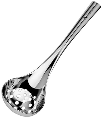 Espumadera de metal – Cuchara coladora de acero inoxidable con mango largo – Skimmer de cocina para cenas buffet restaurante cocina accesorios de cocina