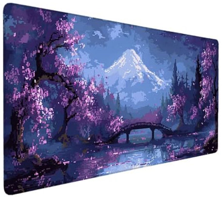 Gaming Mauspad XXL 900x400 - XXL Mousepad groß Schreibtischunterlage mit Motiv - Verbessert Präzision und Geschwindigkeit Schreibtisch Unterlage - auch für Maus und Tastatur Lila (Landschaft) R-Z