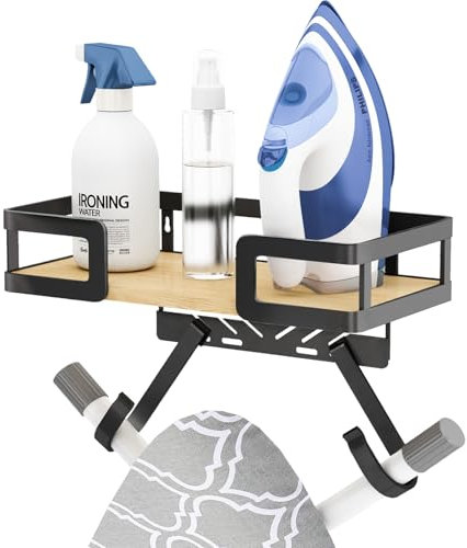 Paroto Bügelbretthalter, Wandhalterung, T- und V-förmige Bügelbrett-Wandhalterung, platzsparender Bügeleisenhalter, Wandmontage für Waschküche, Dekoration, Organisation und Aufbewahrung