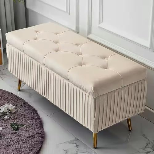 Baul Almacenaje Dormitorio, Banco Almacenaje, Taburete Reposapies, Banco De Entrada Tapizado, Banco Otomano, Banco De Zapatos Para Entrada, Tabburete Vestidor Para Salón, Entrada, Dormitorio(Off-white