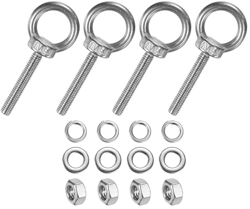 M METERXITY 4-Sets Boulons Oeil En Acier Inoxydable M6x40mm Boulon Oeil À Épaulement Avec Écrous Oeil À Épaulement Longueur 1.57 Pouce Pour Suspension/Fixation