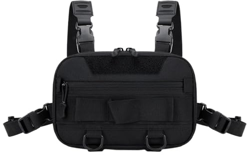 LOPITUWE Bolsa de Pecho Táctica Impermeable, Cómoda y Espaciosa, Duradera para Hombres, Negro