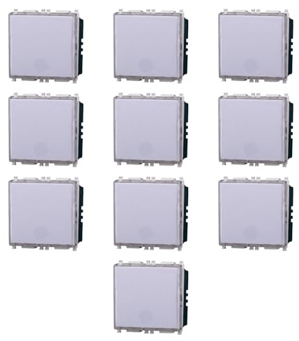 10 MODULI PULSANTE PORTANOME, BIANCO, COMPATIBILE CON VIMAR PLANA, PULSANTE A 2 MODULI, CAMPANELLO, INGRESSO, MODULI E FRUTTI 100% COMPATIBILI, MATERIALI DI ALTA QUALITA'