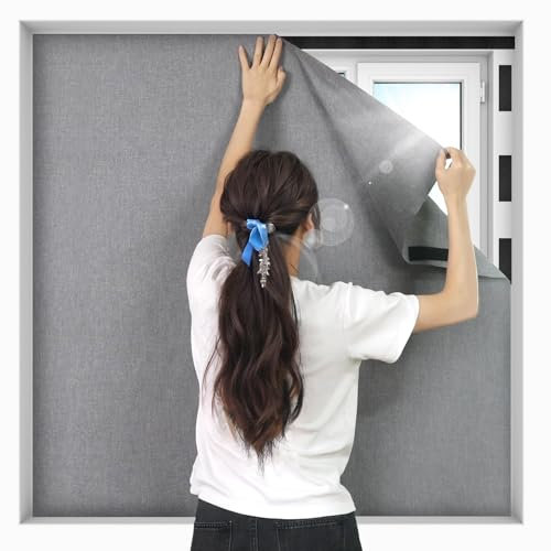 BKSAI Fenster Verdunkelung Dachfenster Leinenoptik Material-Upgrade für Faltenfreie Verdunklungsrollo ohne Bohren Verdunklungsstoff Meterware Blackout Rollo Innen Sonnenschutz Zuschneidbar