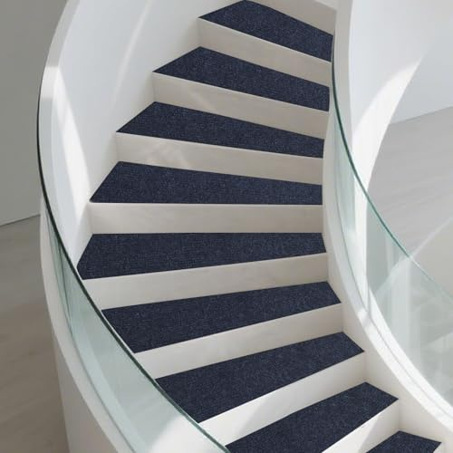 MC MEICHUANG Carpet Stair Treads, 15 Pack Self Adhesive Stair Treads 60x20cm, Peel and Stick Stair Carpet Runner Pads Anti Slip Steps Protector Mat for Kids Elders Pets (Dark Grey)