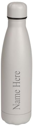 [Custom] Personalised Engraved Any Name 500ml Insulated Water Bottle Hot or Cold Drinks Selection of Colours (Silver/Grey)